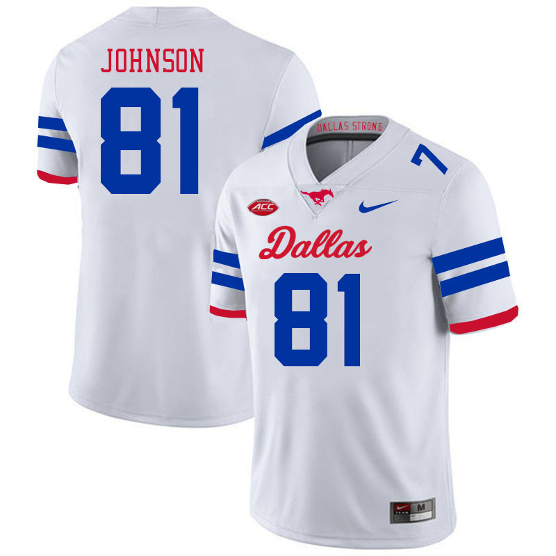 SMU Mustangs #81 Lonnie Johnson College Football Jerseys Stitched Sale-Alternate White